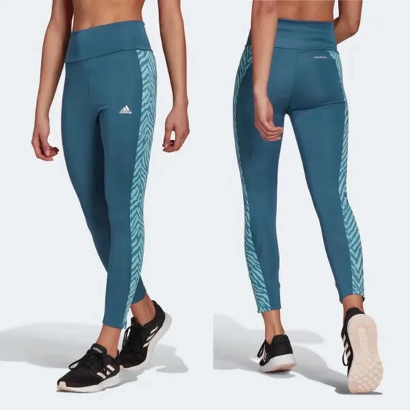 ADIDAS | Designed To Move High Rise 7/8 Tights Sport Zebra Primegreen Aeroready - Picture 1 of 9